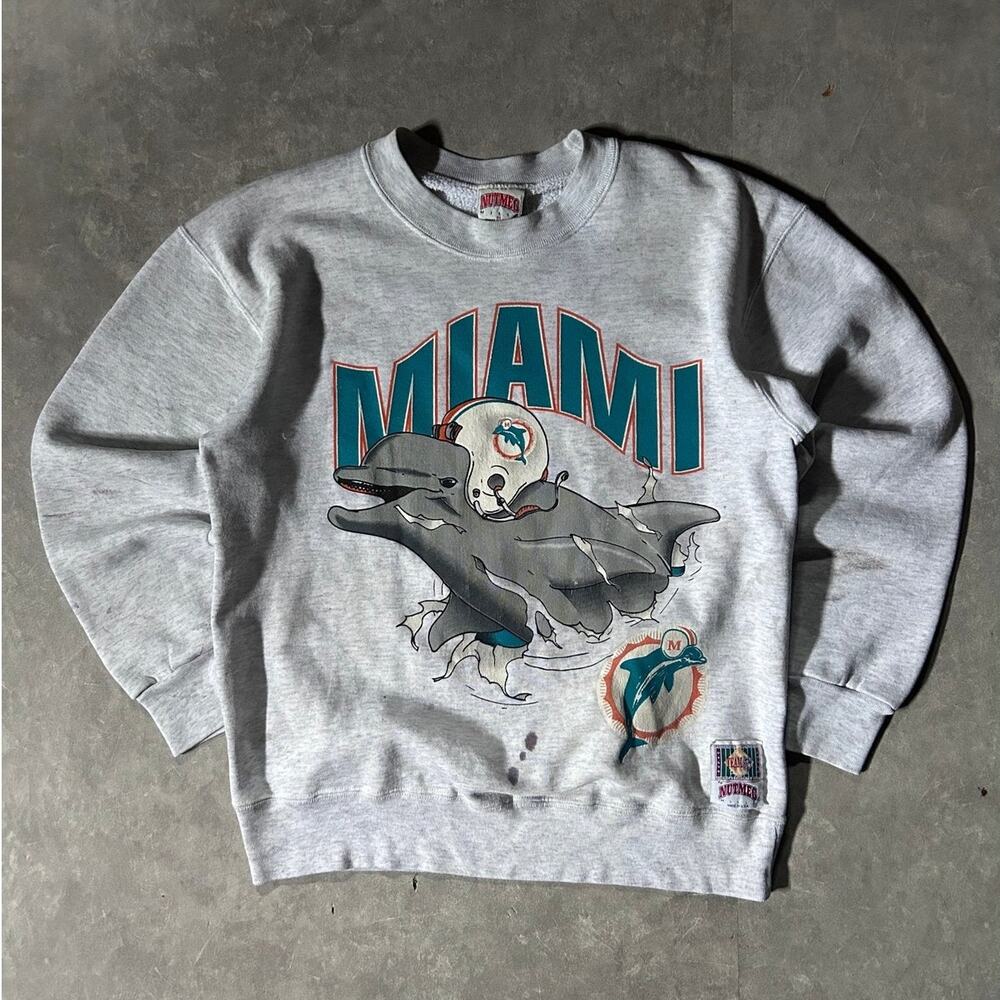 90's Vintage Miami Dolphins Breakthrough Heather Gray Crewneck -M